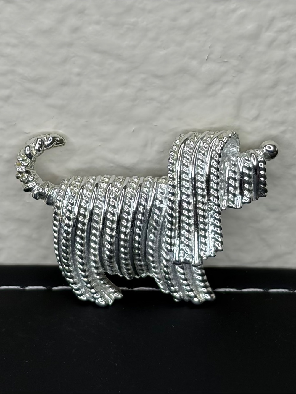 Sarah Coventry Vintage Textured Silver-Tone Dog Brooch Pin